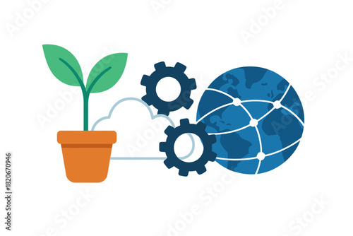 Sustainable growth, global connectivity, and technological processes powered by cloud computing