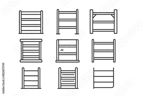 Set of modern bathroom towel racks and heated rails for interior design