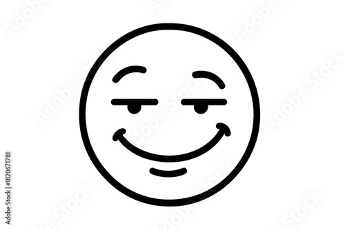 Smug confident face emoji icon with closed eyes and subtle smile expressing satisfaction