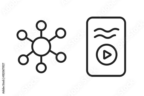 Abstract diagram showing decentralized network connection and media content sharing