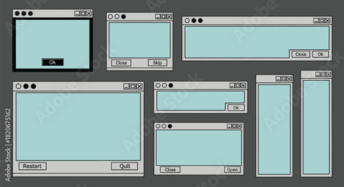 Retro windows ui elements vector illustration design template
