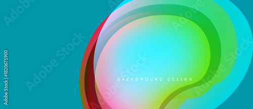 Abstract colorful layers create dynamic background. Gradient hues blend, forming flowing shapes, modern design element.