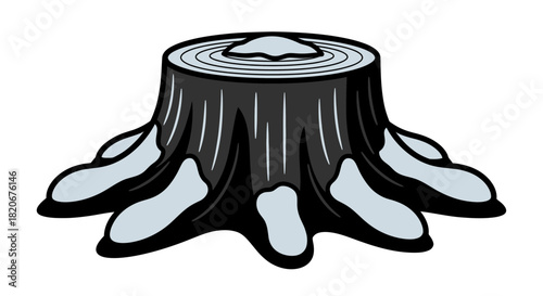 Winter tree stump illustration snow covered wood log forest icon