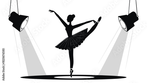 Elegant silhouette of a ballet dancer in a graceful pose perfect for artistic and performance related designs