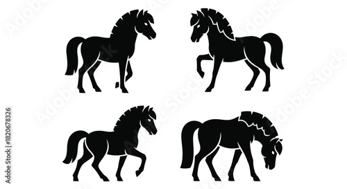 Horse silhouette vector graphics equestrian design elements set