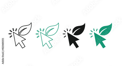 Eco friendly web design concept with cursor and leaf illustration
