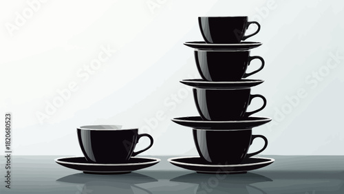Elegant stack of espresso cups ready for that morning caffeine boost, perfect for coffee shops, menus, or showcasing stylish kitchenware designs