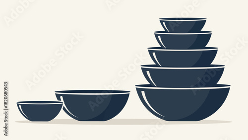 Stylish nesting bowls for modern kitchen organization, perfect for food preparation and serving in a variety of sizes with a minimalist aesthetic