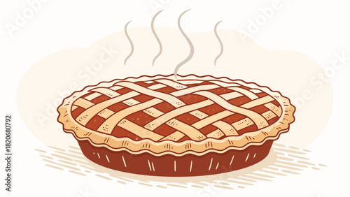 Warm, comforting pie with a lattice crust, perfect for Thanksgiving or holiday gatherings, evokes feelings of home and tradition, originally from scalable graphics
