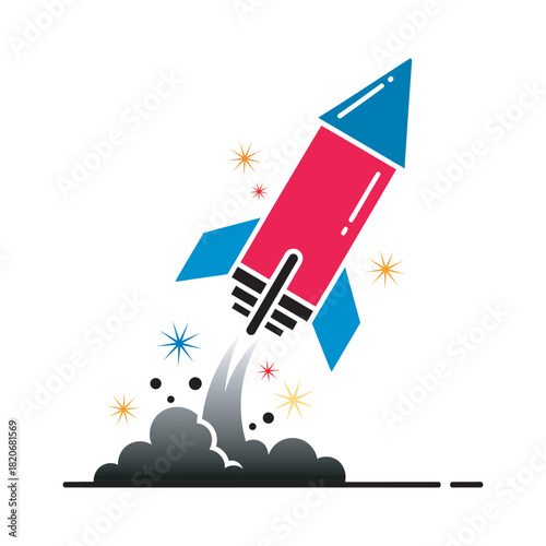 Rocket launch vector illustration