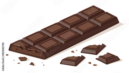 Indulge in Deliciousness: Tempting chocolate bar with missing bite, perfect for cravings, treats, and sweet escapes, original vector illustration