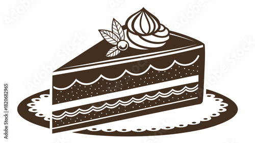 Sweeten your designs with a delicious cake slice illustration perfect for bakeries, dessert menus, or celebrations with this vectorized treat
