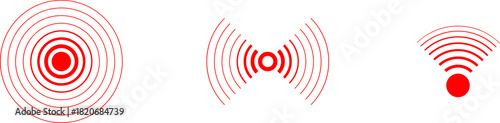 Pain point. Red concentric ripple circles Radial signal wave icon. Radar vector icons. Signal concentric circles. Sound wave background radio station signal. Sonar sound waves. Vector PNG or JPG