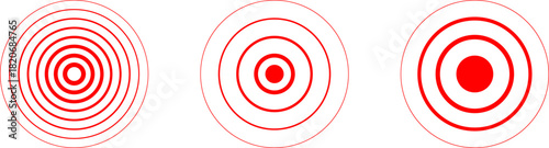 Pain point. Red concentric ripple circles Radial signal wave icon. Radar vector icons. Signal concentric circles. Sound wave background radio station signal. Sonar sound waves. Vector PNG or JPG