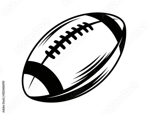 American football ball graphic illustration isolated on white. sport equipment for playing on field. game object for professional and recreational teams and players.