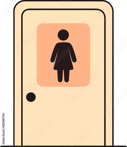 Office Women's Restroom Door Illustration