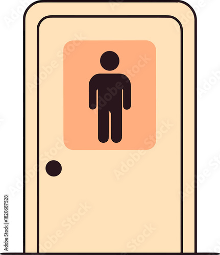 Office Men's Restroom Door Illustration