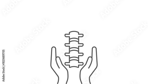 Gentle hands cradle a healthy spine illustration symbolizing care and well-being.