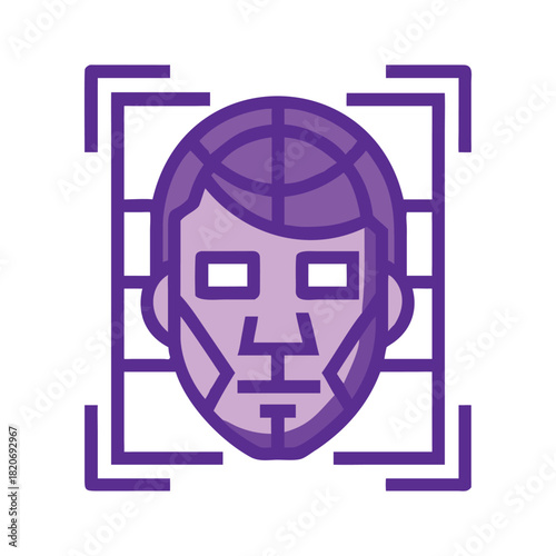 Face recognition technology concept of biometric identification, security, and artificial intelligence vector illustration of a face being scanned