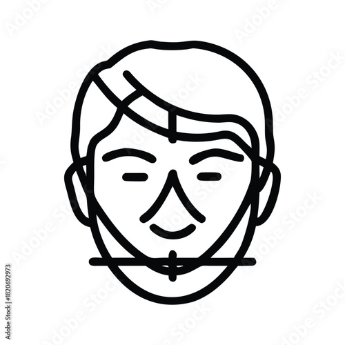 Face recognition technology concept of biometric identification, security, and artificial intelligence vector illustration of a face being scanned