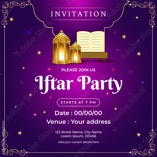 Vector illustration of Iftar Party social media template