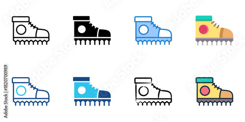 Hiking boots icon set multiple style collection 
