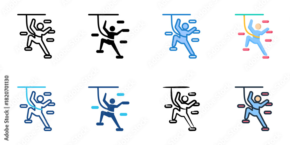 Naklejka premium Wall climbing icon set multiple style collection 