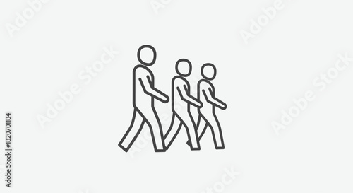 People walking together family friends group journey simple figures business team collaboration teamwork diverse group community support, Generative AI.