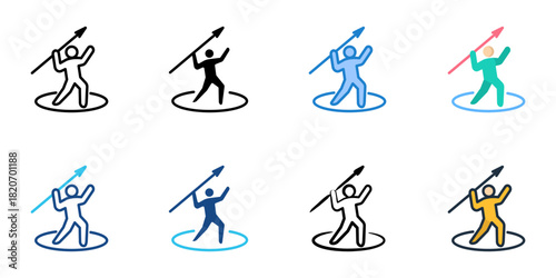 Javelin Throw icon set multiple style collection 
