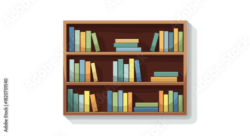 Colorful bookcase illustration perfect for adding a touch of whimsy to your educational or home decor projects inspire learning and creativity today, Generative AI.