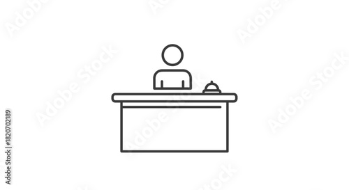 Streamlined reception icon modern office assistant ready to help minimalist front desk with concierge service hotel lobby waiting for guests, Generative AI.