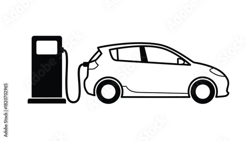 Electric car charging at a modern charging station, symbolizing green energy and sustainable transportation.