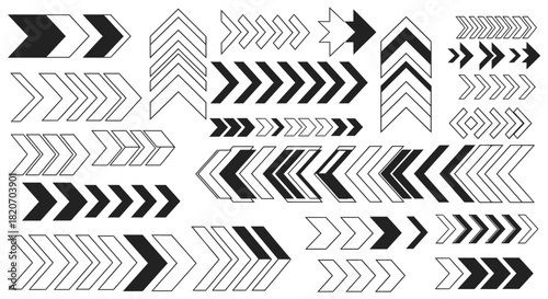 Collection of forward direction arrows chevron arrowheads pointers direction indicators graphic elements vector 100