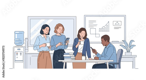 Diverse Colleagues Socializing During Break Time in Office
