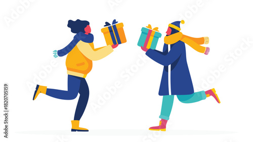 A joyful couple sharing a happy moment depicted in a vibrant flat vector illustration with a clean and modern design aesthetic