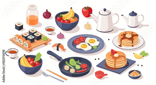 Delicious Breakfast and Lunch Selection with a Variety of Food Items for a Healthy Lifestyle