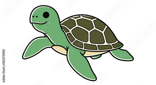 Adorable cartoon turtle swimming happily perfect for children's books and educational materials celebrating marine life and ocean conservation projects, Generative AI.
