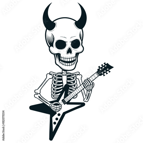 Demonic Skeleton Rocker with Electric Guitar