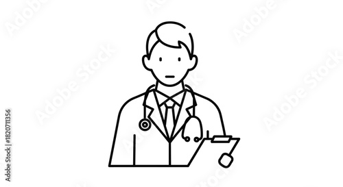 Professional doctor with stethoscope and clipboard ready to help patients perfect for healthcare campaigns and medical promotions needing a trusted face, Generative AI.