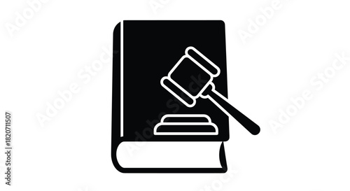Law Book with Gavel Symbol: Justice Legal System and Authority Visual Ideal for Legal Professionals and Law Firms Seeking a Strong Simple Graphic, Generative AI.