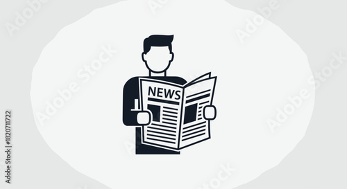 Stay informed with daily news reporting with this icon of a person reading a newspaper perfect for media publishing and current event content, Generative AI.