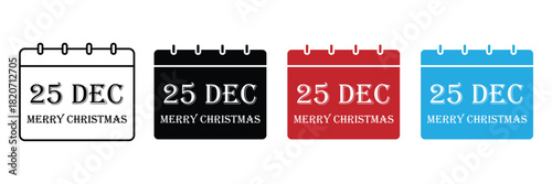 Festive Christmas calendar icon. Christmas calendar 25 December. Festive December 25th Christmas Calendar Icon Celebrate the Holidays with this Merry Christmas.