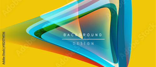 Abstract vibrant design. Layers overlap, creating dynamic visual effect. Yellow background enhances colorful elements. Modern, sleek presentation.