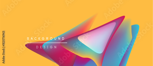 Abstract vibrant design. Fluid shapes overlap, creating dynamic visual impact. Yellow backdrop enhances colorful elements. Modern aesthetic.