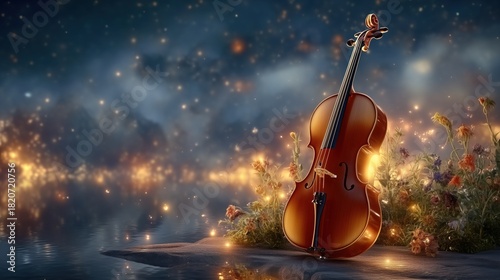 Wallpaper Mural Hobby music atmosphere shaped by glowing instrument in soft fantasy meadow offering inspiring creative symbolism favored by buyers searching expressive uplifting imaginative visuals Torontodigital.ca