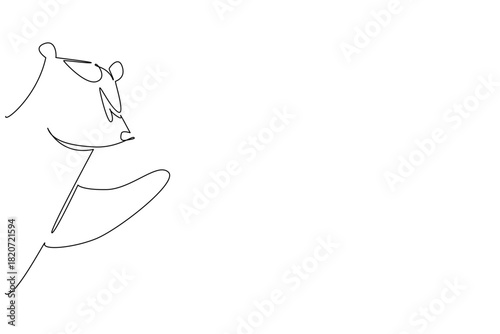 Continuous line drawing of an animal, a skunk waving the paw, a nature concept related to an international event Say Hi Day celebration.