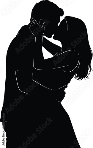 Passionate Kissing Couple Silhouette