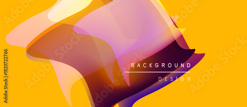 Abstract fluid shapes overlap, creating vibrant color gradients. Yellow background enhances dynamic visual effect. Text reads background design.