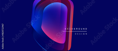 Abstract geometric design. Vibrant blue, pink gradients create layered effect. Modern, sleek presentation suitable for backgrounds.