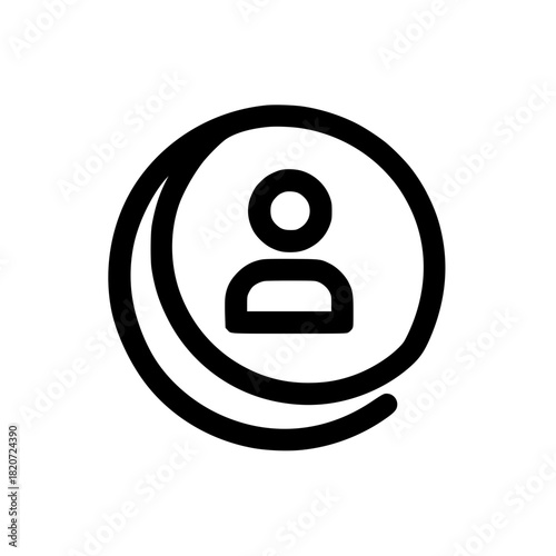 Profile user icon centered inside a circular form in smooth contemporary vector artwork